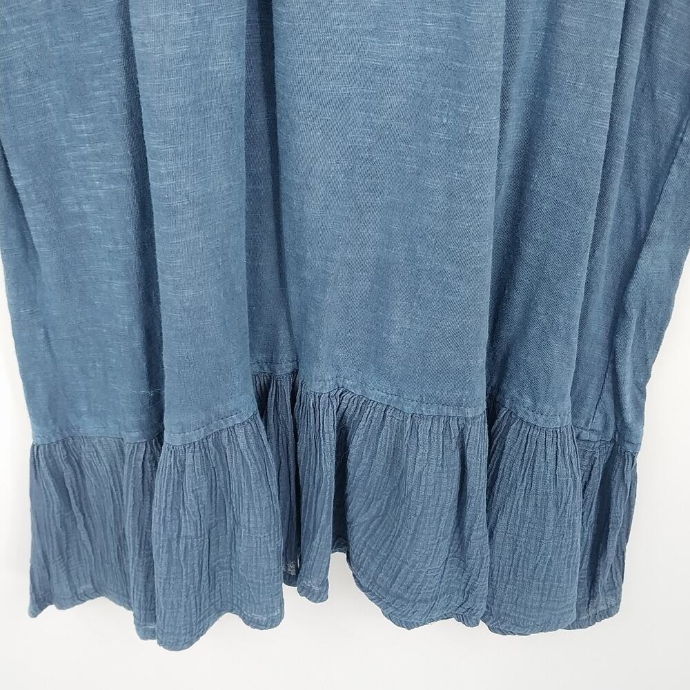 Luv 2 Luv Blue Embroidered Kurti Dress Women Large Long Sleeve Boho Cotton Blend - Picture 6 of 10